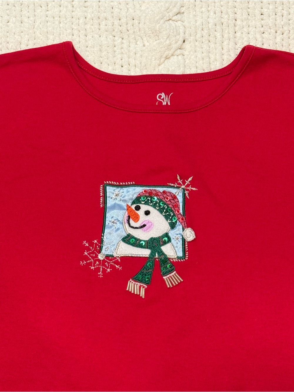 Retro 90s Studio Works Christmas Snowman Long Sleeve Petite Large